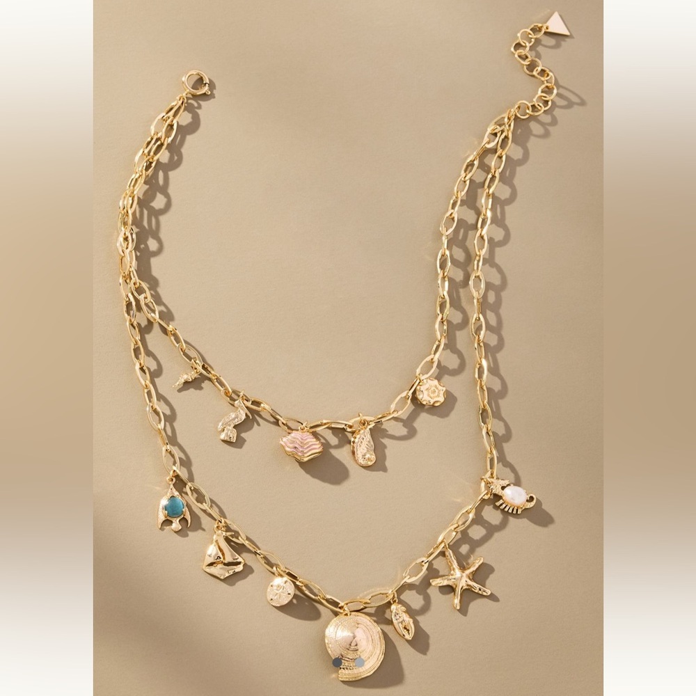 Anthropologie Summer Icon Layered Charm Necklace